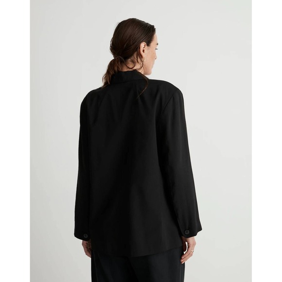Madewell The Relaxed Oversized Blazer In Softdrape True Black Large - Picture 4 of 13